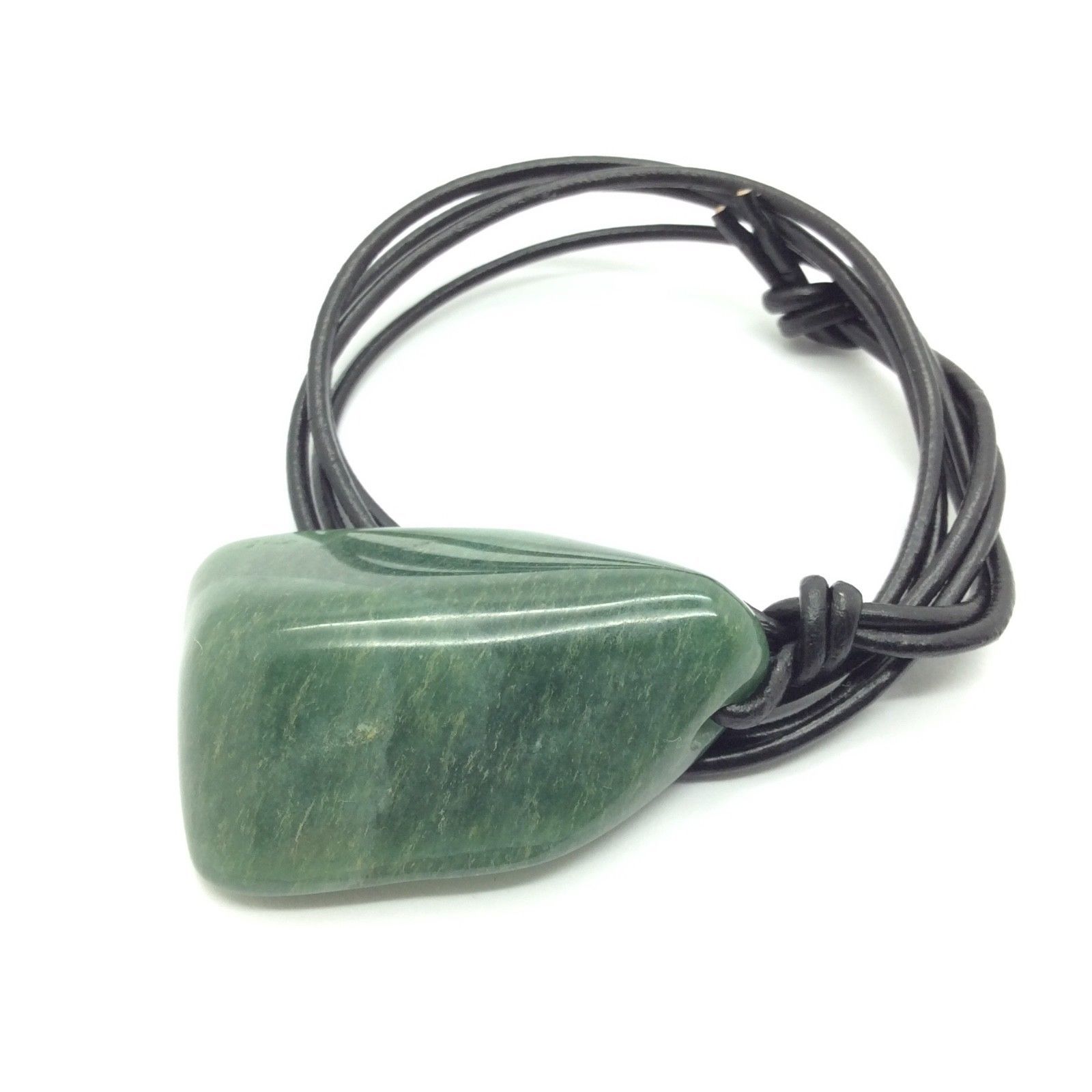 Guatemala Jadeite Jade Pendant Green Polish Motagua River Gem Stone Necklace #42
