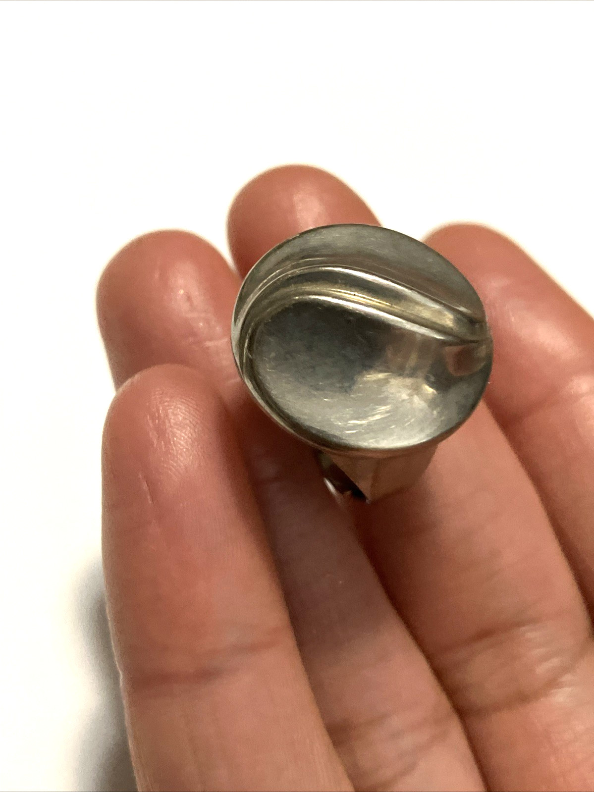 Vintage 1970s MCM Modernist Sterling S?Dome Ring Folded Wave Adjustable Band