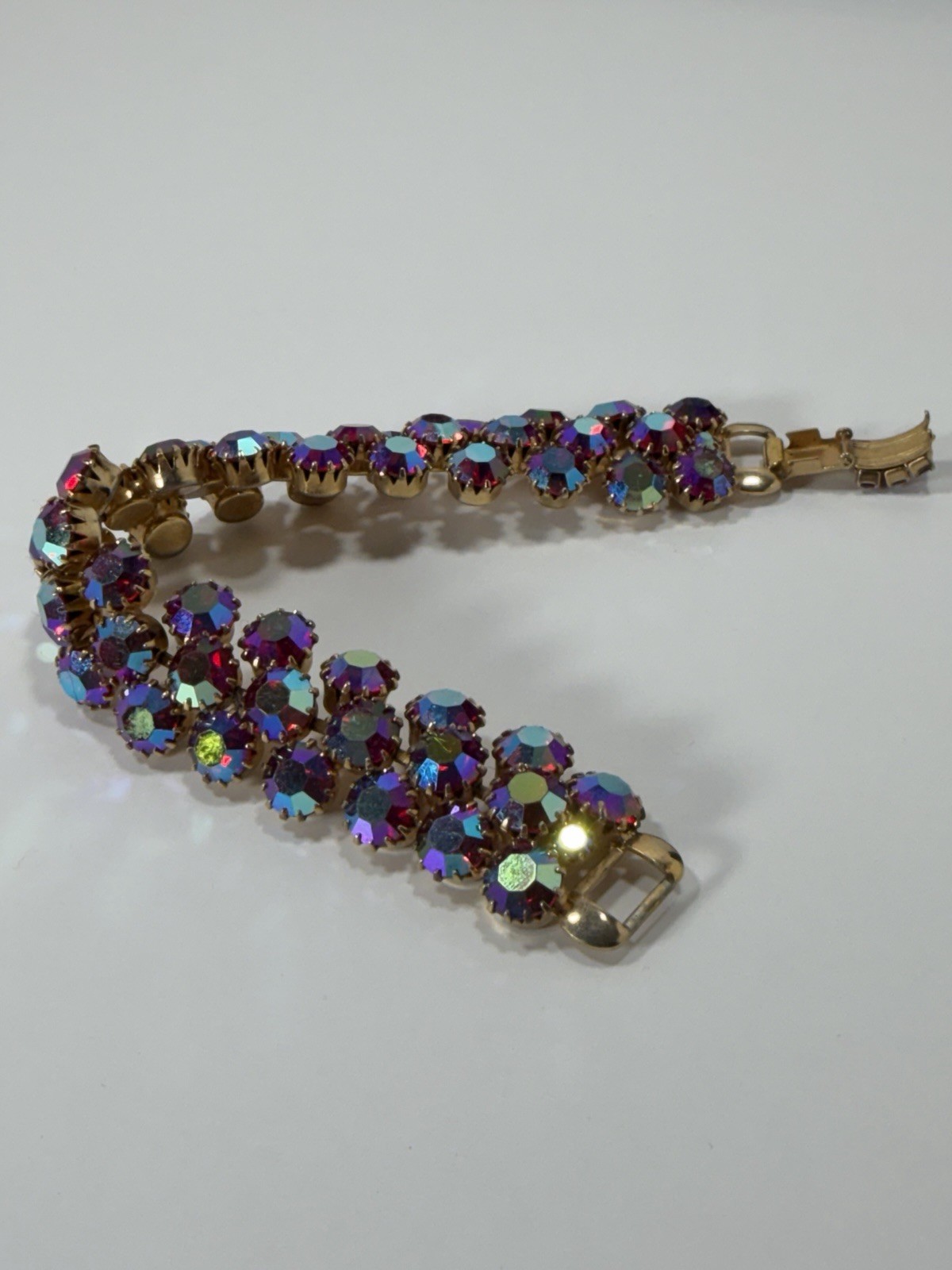 Vintage Signed Weiss AB Rhinestone Bracelet 7.5”