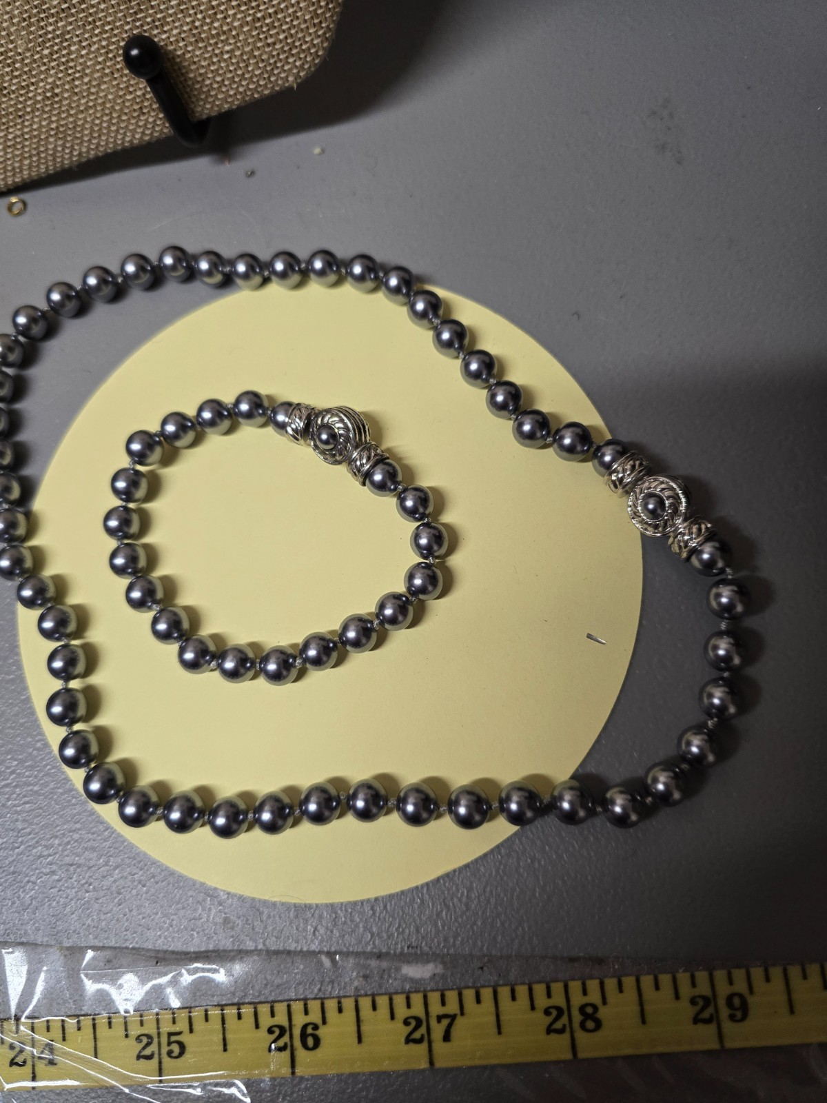 NOLAN MILLER GRAY FAUX PEARL NECKLACE AND BRACELET SET