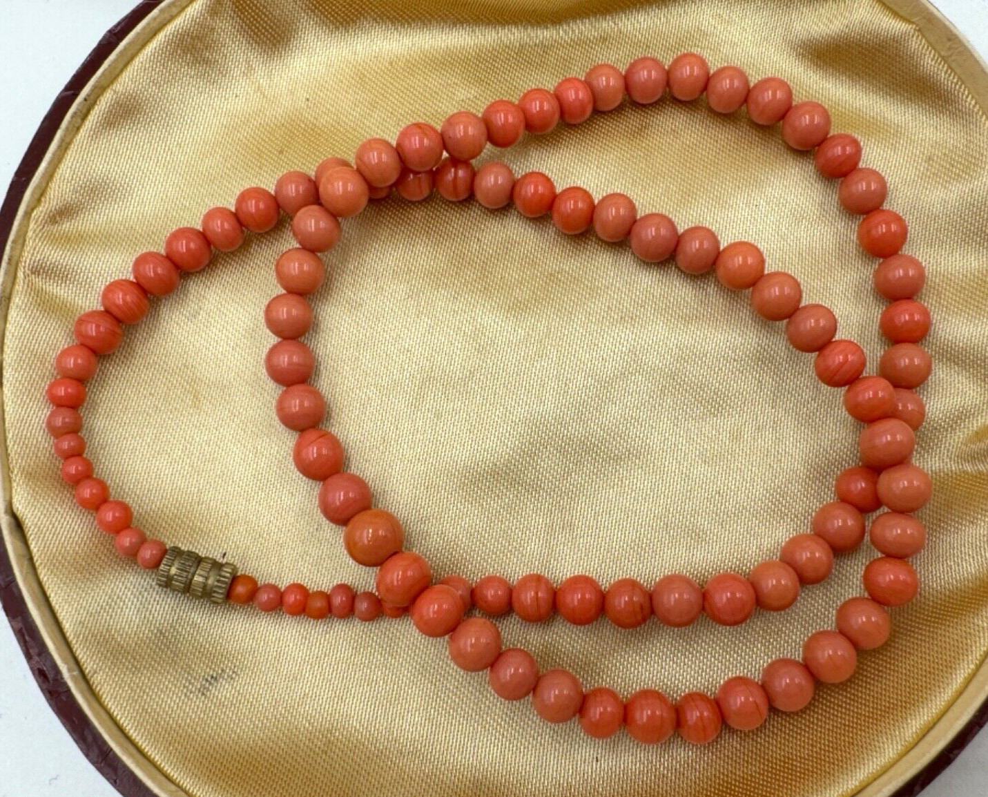 NATURAL GENUINE CORAL 150 Years Old ANTIQUE VICTORIAN NECKLACE 1 STRAND CHOKER