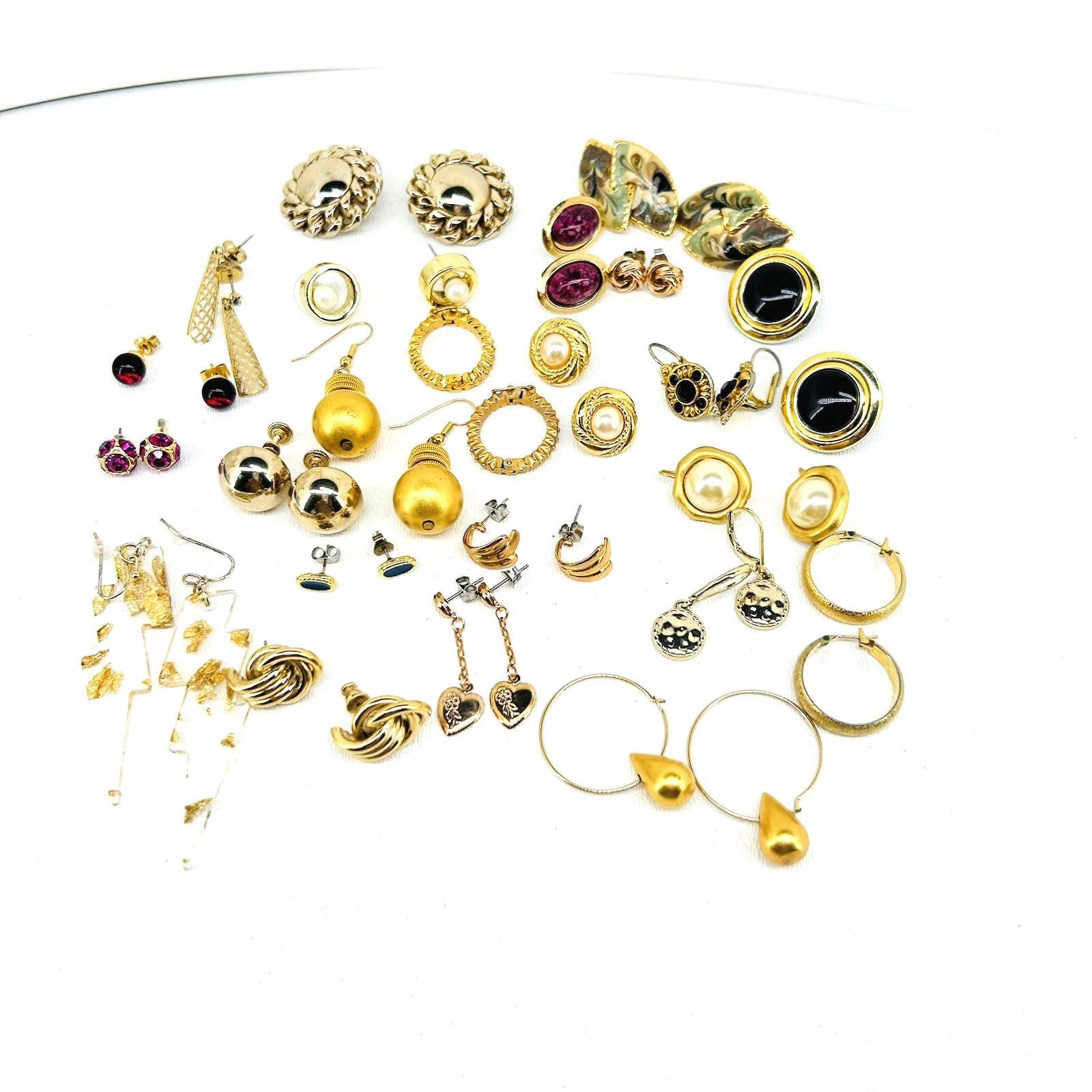 Lot 23 Pairs of Vintage to Modern Assorted Earrings Different Styles and Shapes