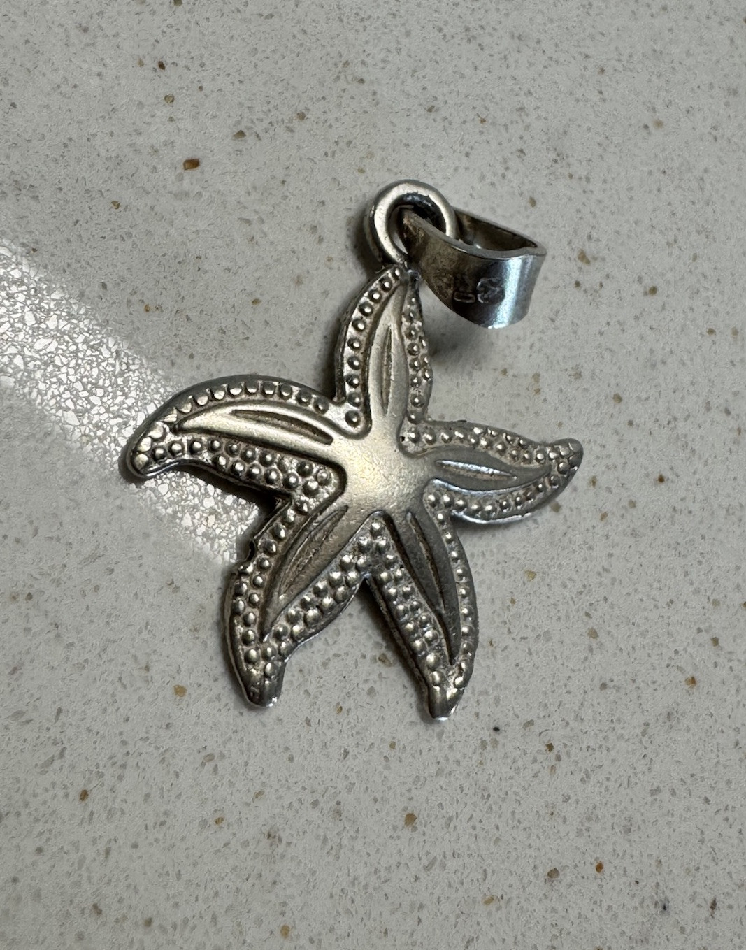 Sterling Silver Hammered Textured Starfish Design Mexican Pendant .925 Taxco Mex