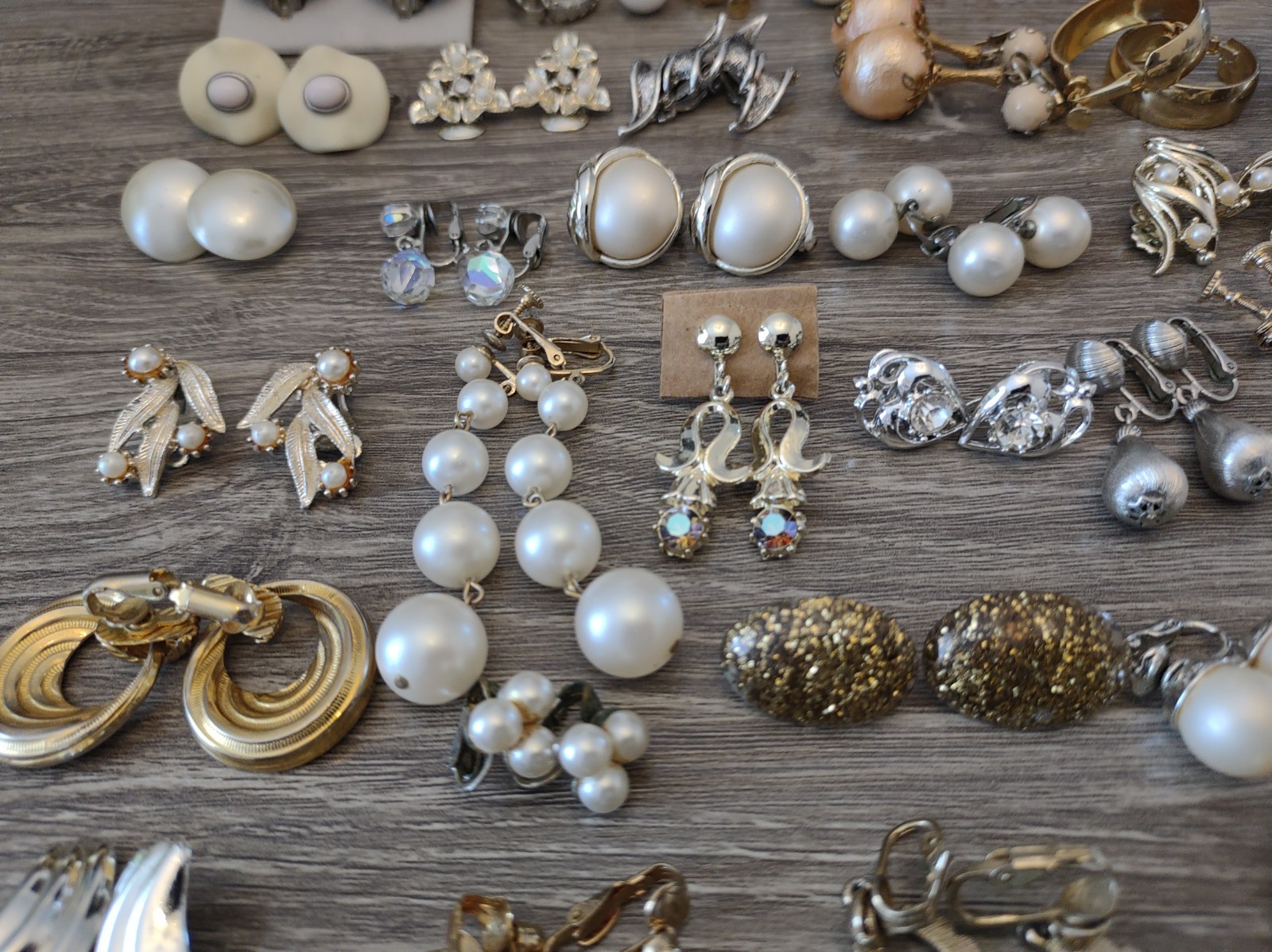 Estate Mixed Lot Costume Jewelry Earrings 77pr Clip On Screwback