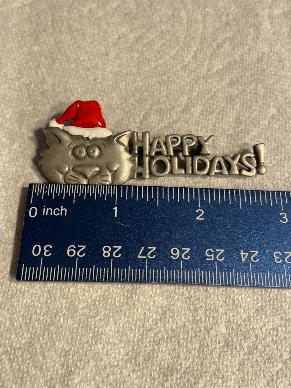 Vintage Signed JJ Happy Holidays Cat Mouse Brooch Pin Jewelry Vic-56