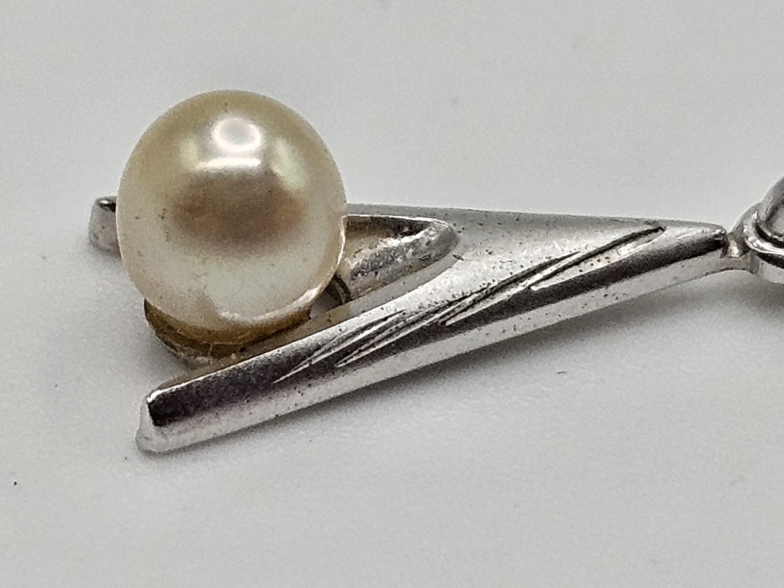 Vintage Sterling Silver Pearl Minimalist Small Charm