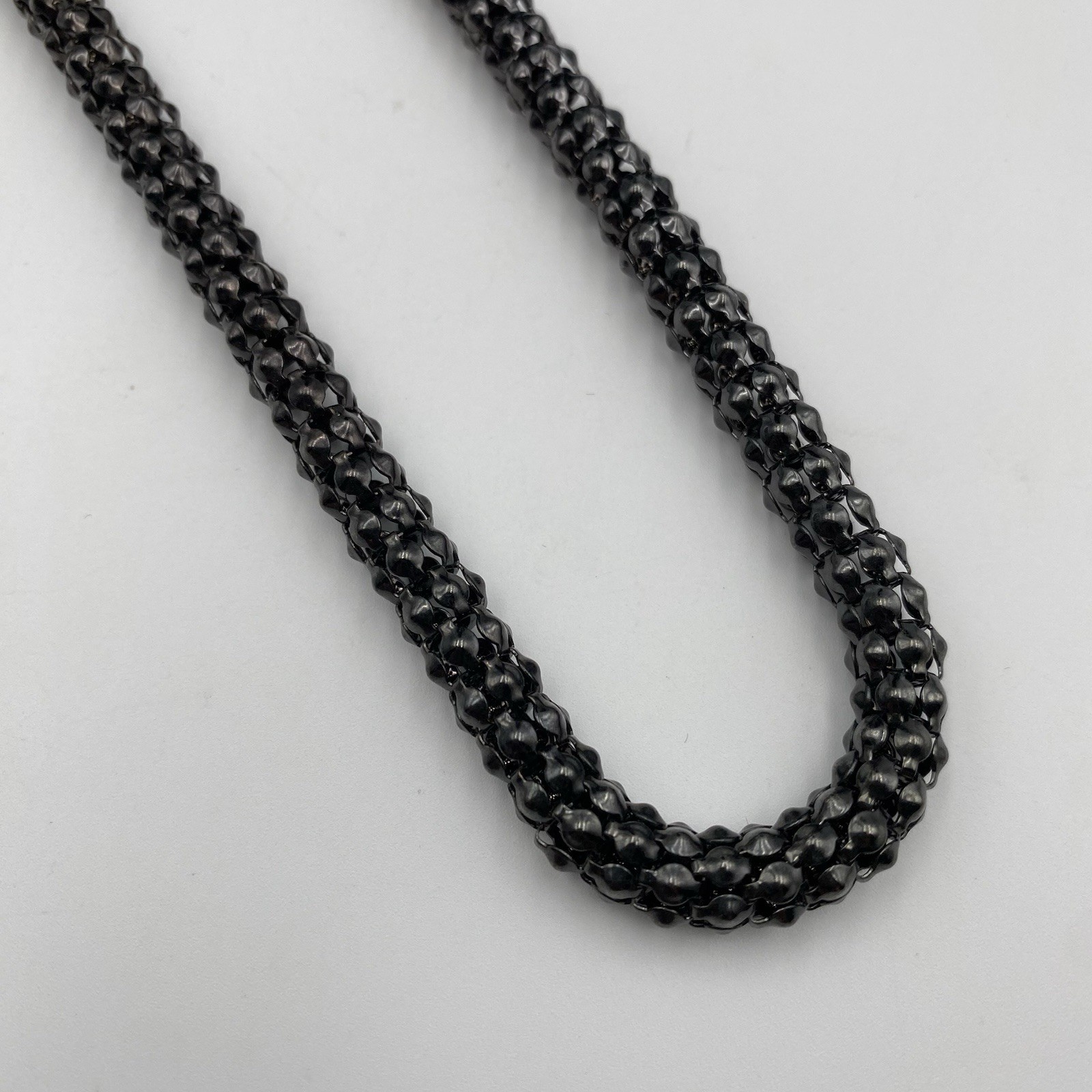 Black Gun Metal Snake Rope Chain Necklace 17″ Lobster Claw Clasp