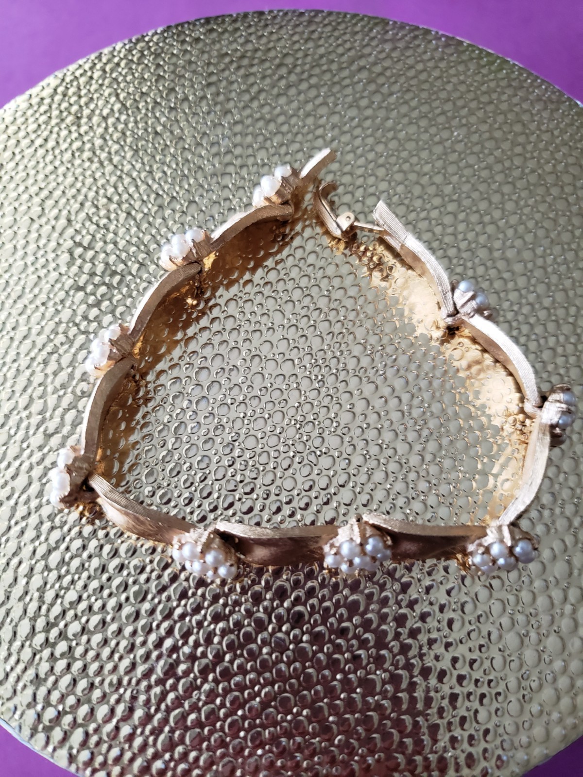 Vintage Crown Trifari Gold Plate Birthday Ribbon Bracelet