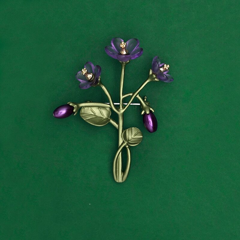 Women Elegant Enamel Pearl Brooches Pins Vintage Plant Series Badges Corsage