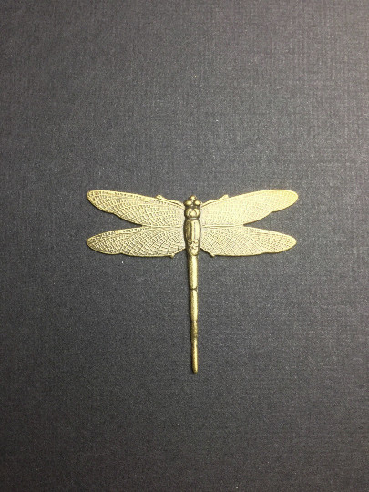 34183- 1-3/4″ Large Dragonfly Finding Stamping Brass Ox