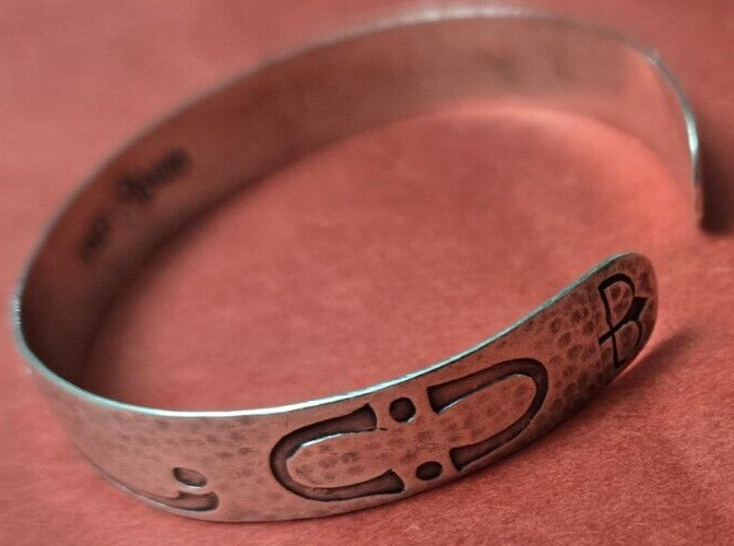 VTG 925 Sterling Silver WOHELO Campfire Girl Cuff Bracelet Etched 1/2 Inch 16g