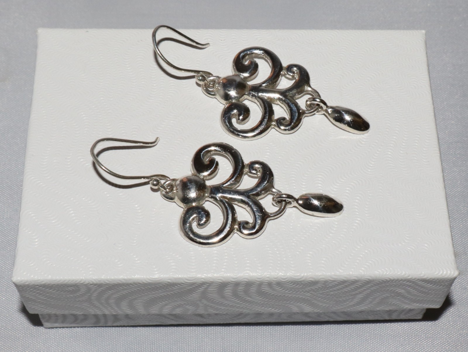Vintage Sterling Silver ATI Filigree Scrolled Dangle Earrings 10 grams