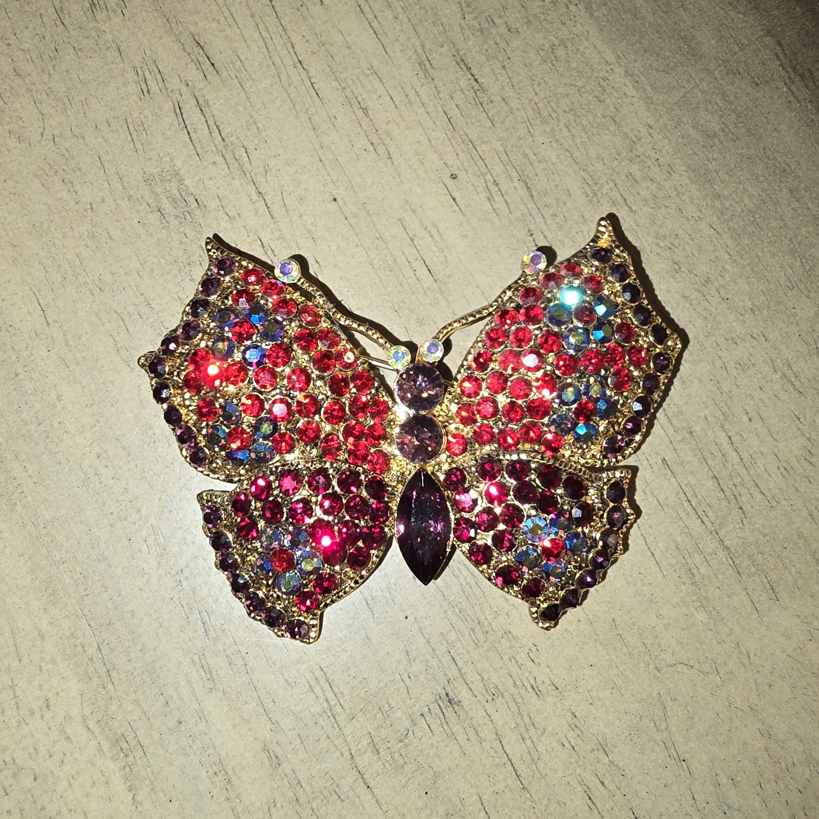 Vintage Rhinestone Butterfly Brooch
