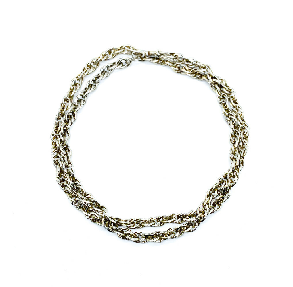 Vintage Retro Silver Pl Long Rope Price Of Whales Specialty Chain Necklace 35″