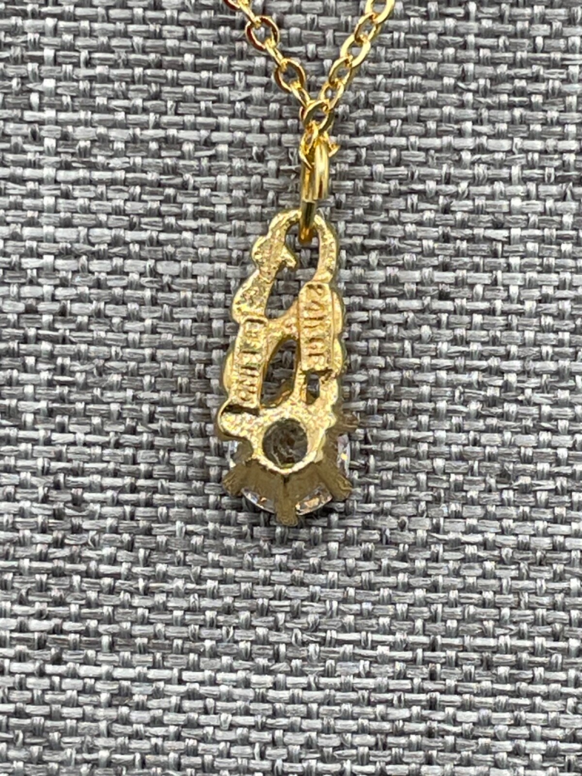 Lindenwold Fine Jewelers 24K Gold Plate Solitaire Cubic Zirconia CZ Necklace