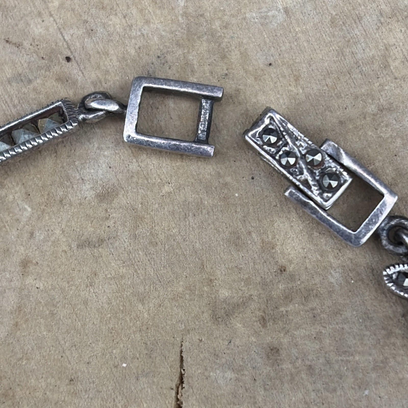 Vintage Art Deco Old Sterling Silver 925 Marcasite Link bracelet 7.86g 7.25in