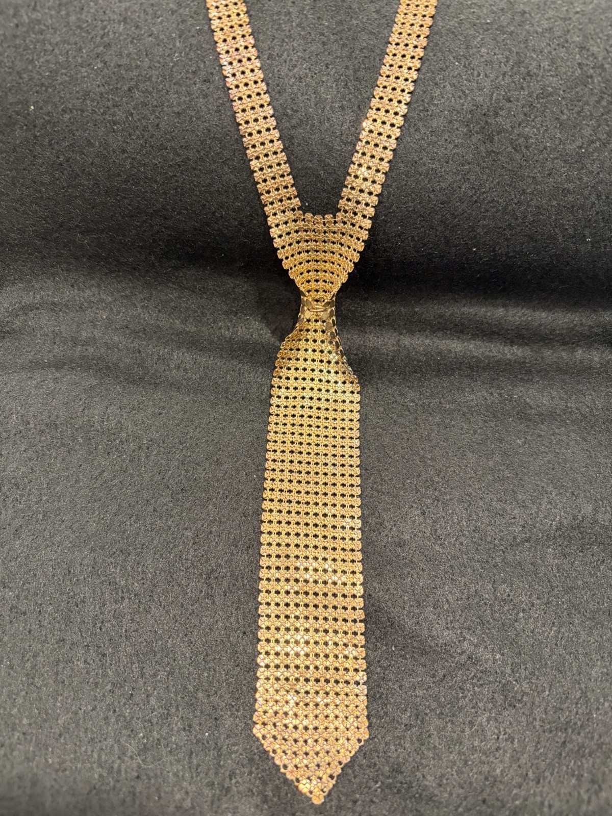 Vtg 70s Chain Mail Mesh Tie Necklace, Whiting Davis?