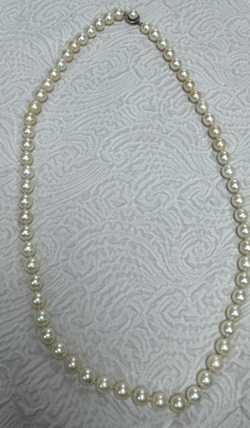Vintage 1950s Hand Knotted Faux Pearls With Decorative Sterling Pearl Clasp 92 G