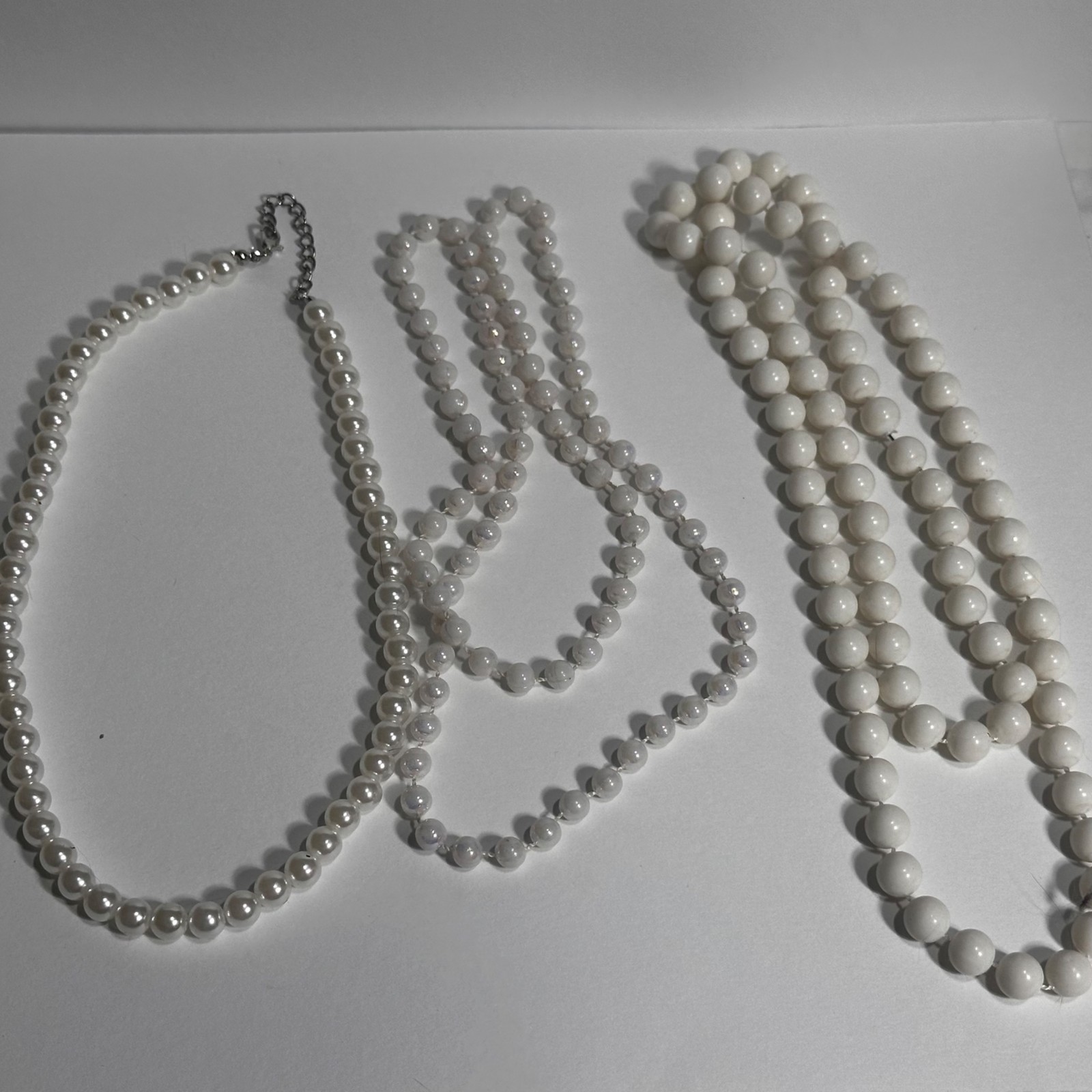 Vintage Beaded Necklaces Faux Pearl Necktie Multi Color MCM Retro 14 pc