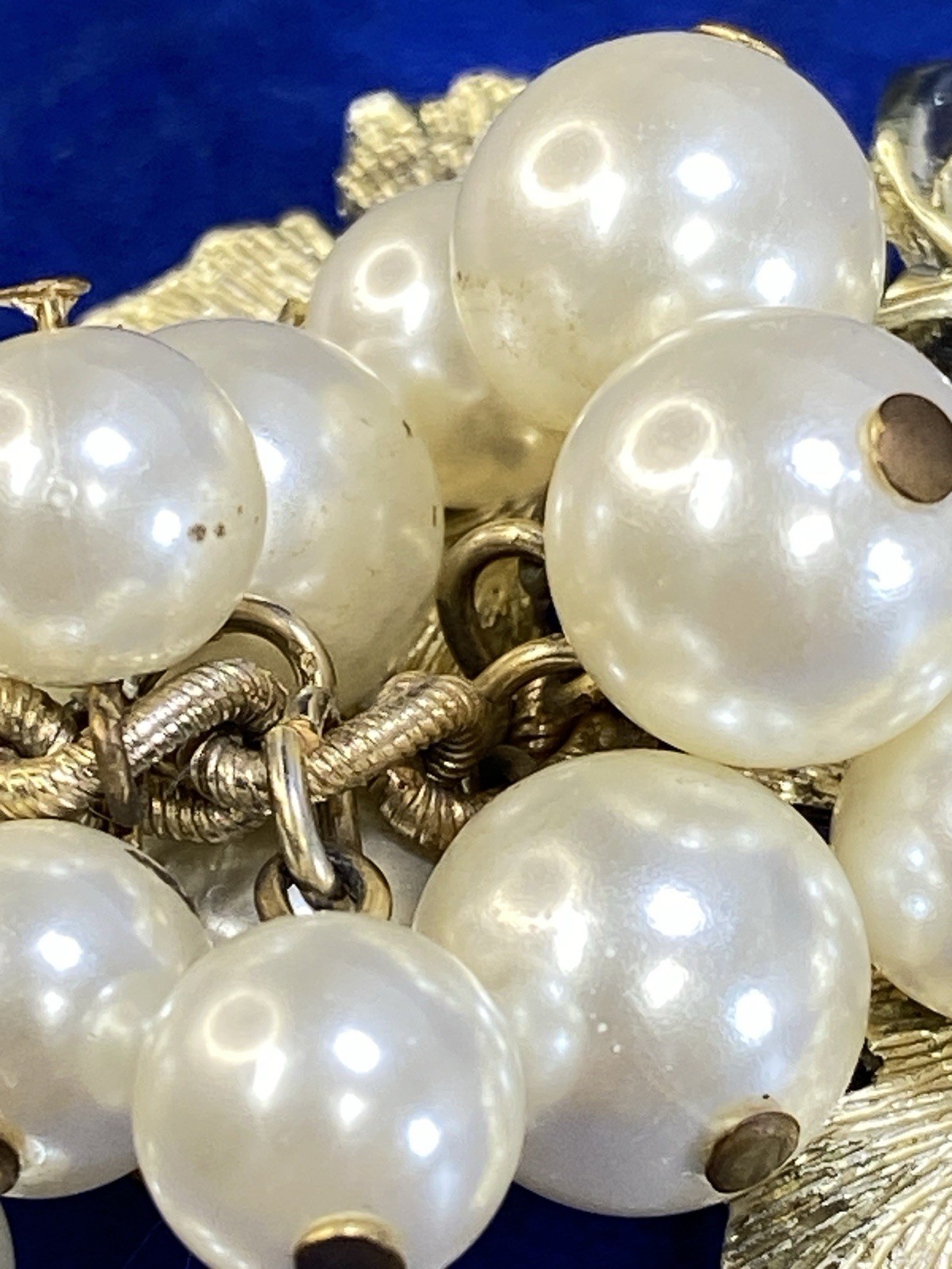 Vtg Judy Lee Faux Pearl Combo Brooch Pendant Necklace Bunch of Grapes Cluster
