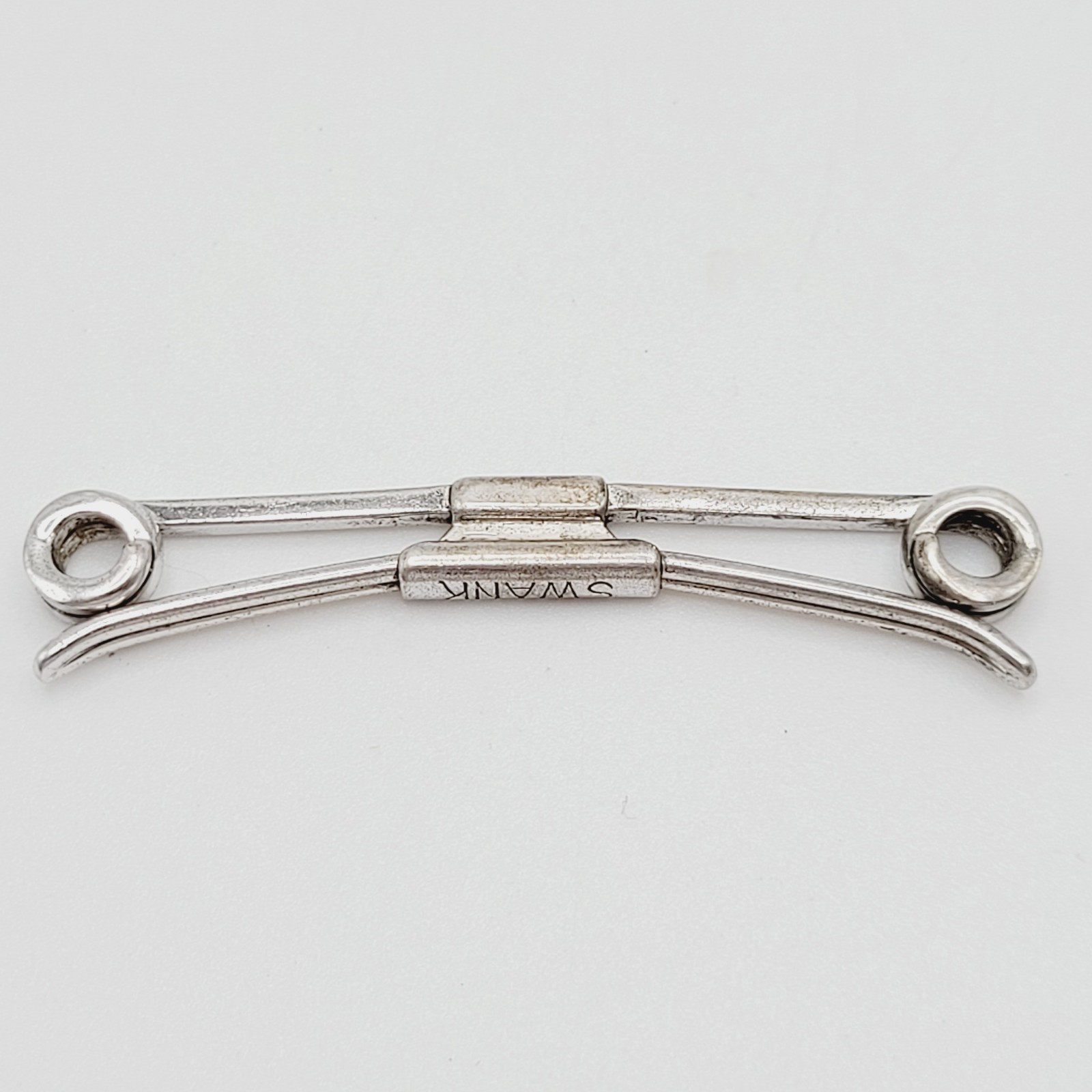 Swank 1930s Sterling Silver Collar Bar Stay Clip Patent 75818 Curved Flex Design