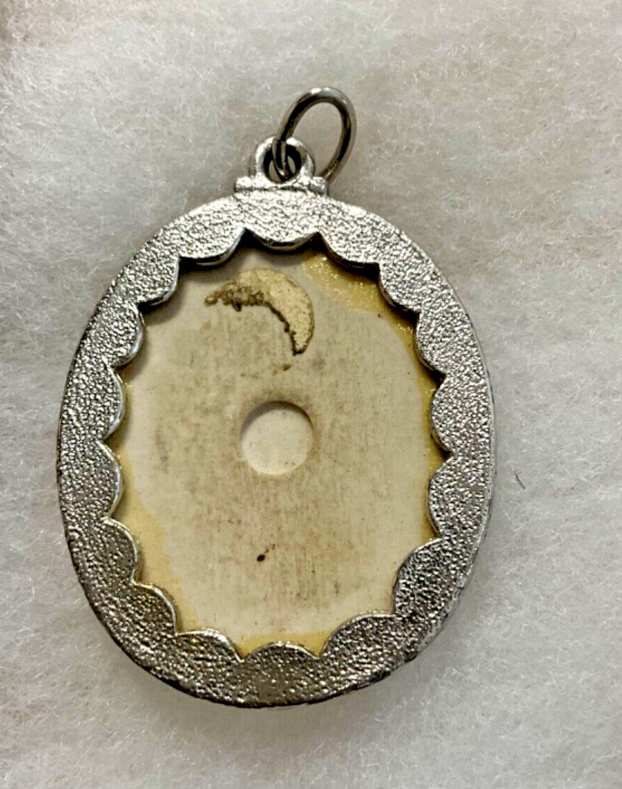 Vintage Black and White Gray Flower Pendant Approximately 2 inches long