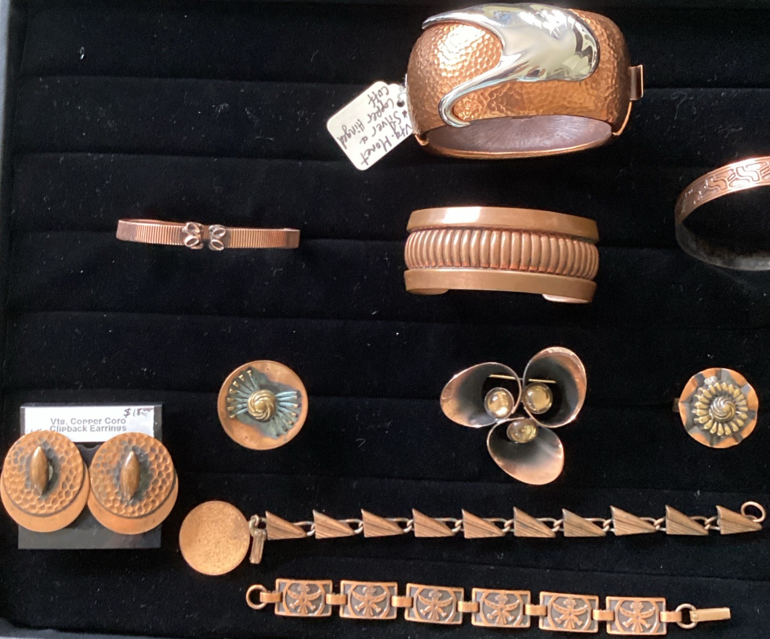 Vintage Copper Jewelry Lot Monet Coro Bracelet Earring Brooch Ring Lot 83