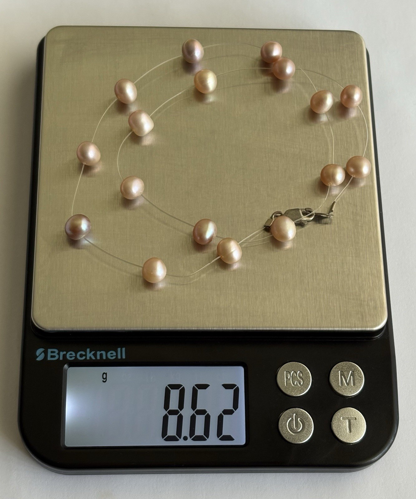 Vintage 925 Sterling Silver Floating illusion Pearl Necklace 17.5in Ladies 8.62g