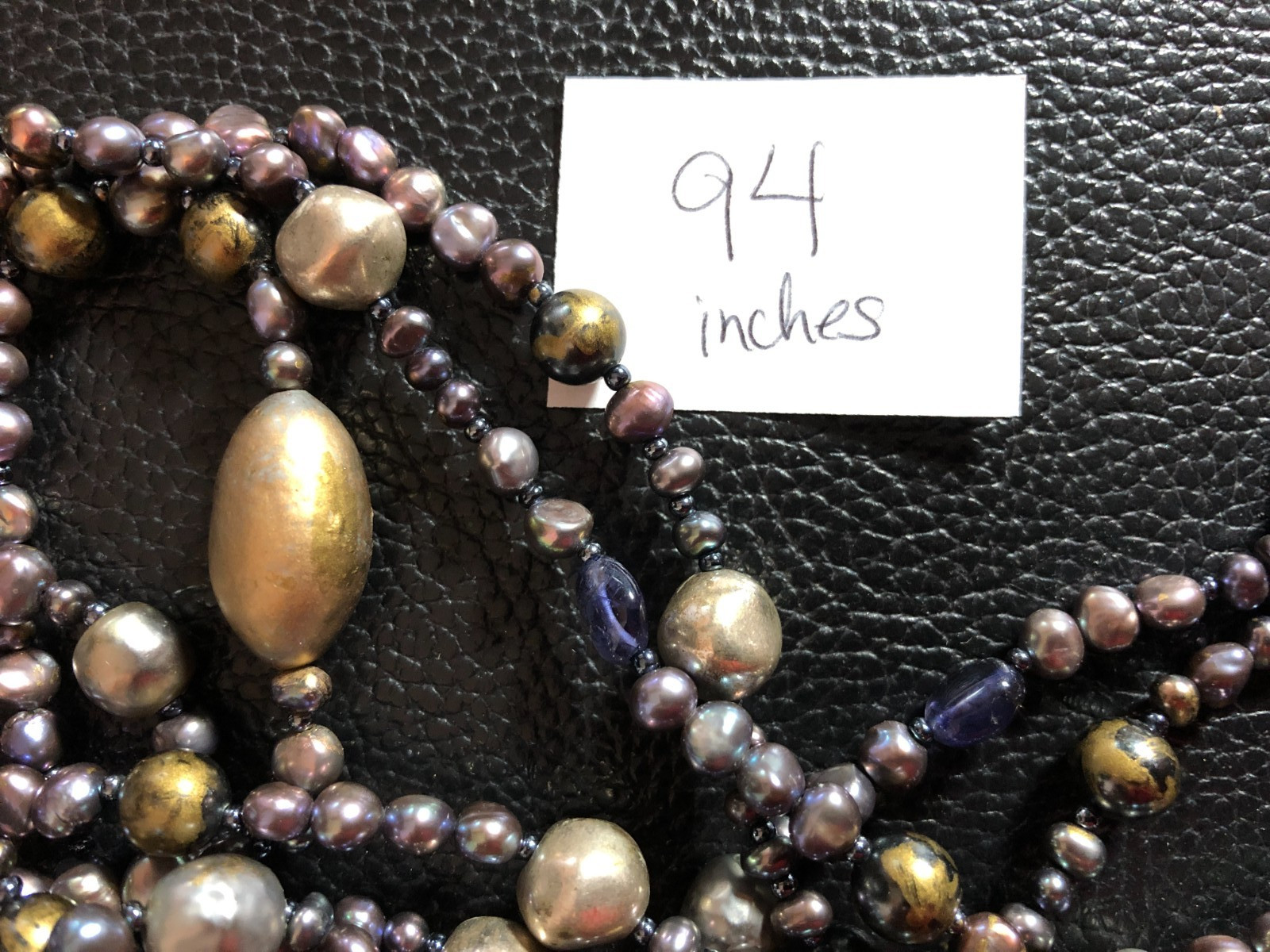 Genuine Pearl Endless Strand Necklace Peacock Metallic Natural Gemstones 94 8484