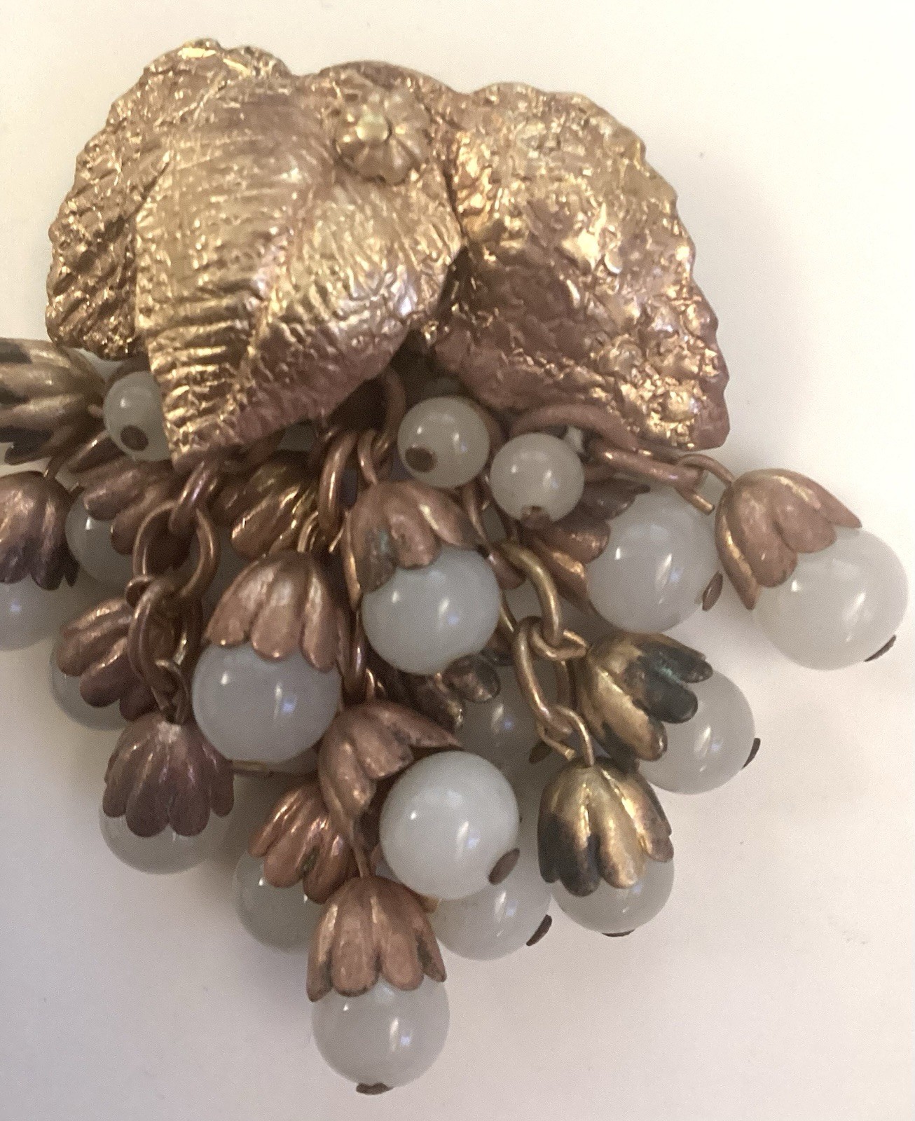 Miriam Haskell Early Handmade Gripiox Drop Dangle 2 Inch Brooch