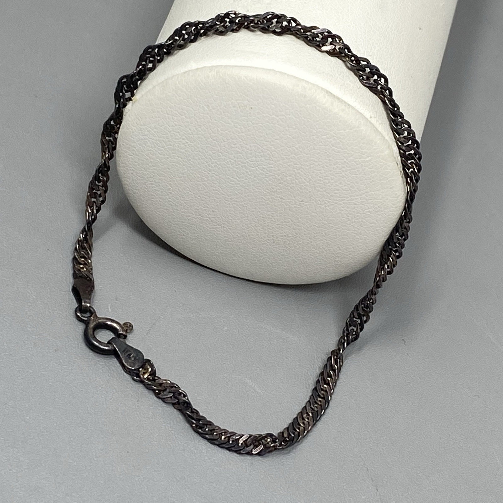 VTG Sterling Silver Twist Chain Bracelet Patina 925 Italy PT Quality 6.75″