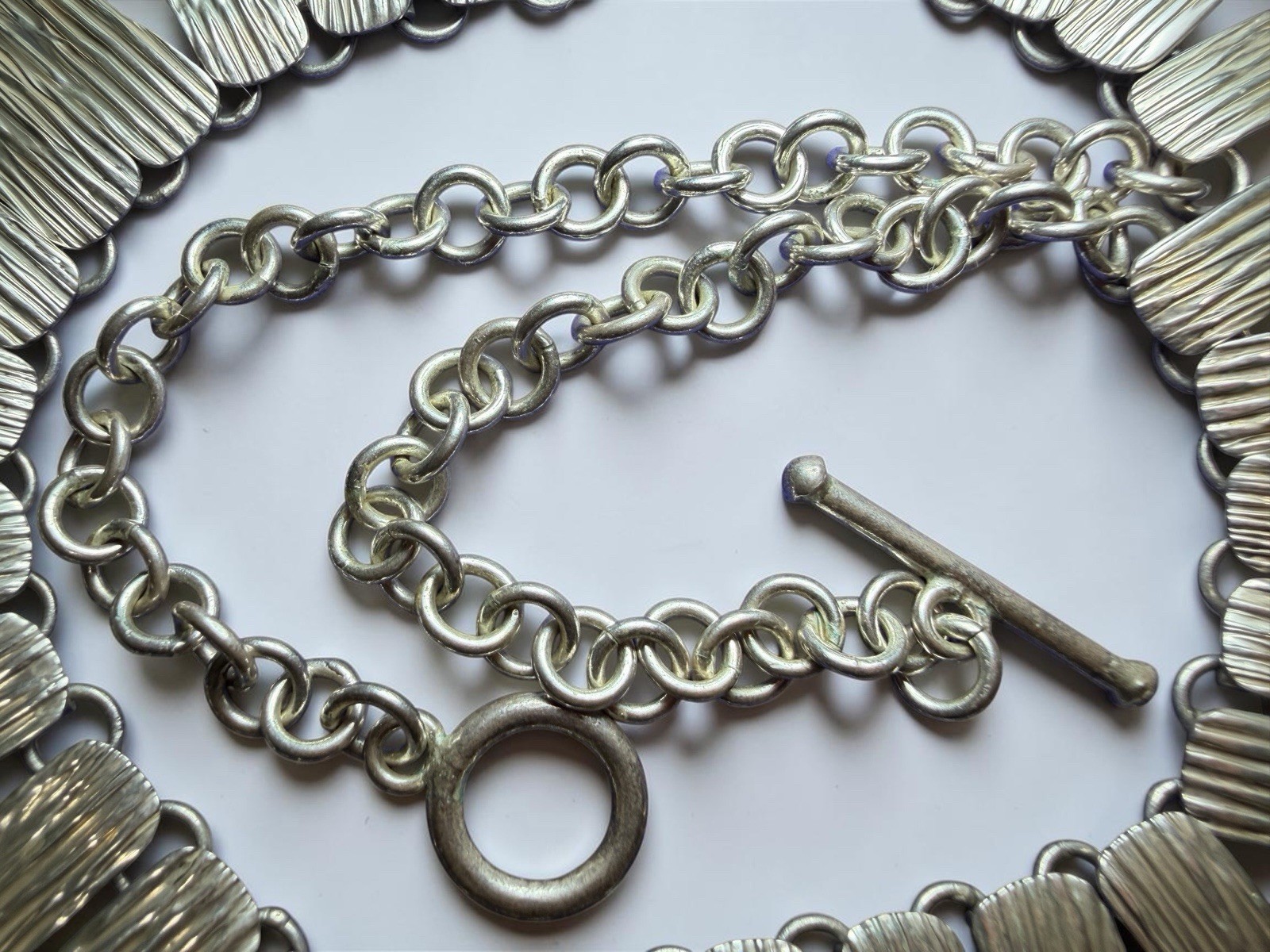 Dominique Dinouart DDD Mexico 925 Silver Textured Fringe Cleopatra Necklace 70g