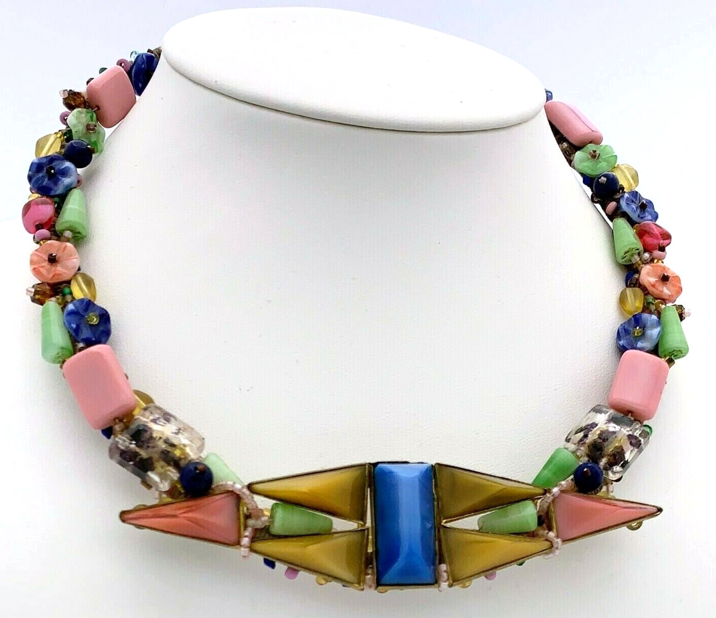 UNIQUE MIXED MEDIA ARTISAN STATEMENT NECKLACE