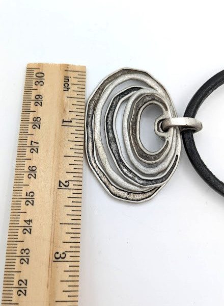 Vintage VCLM Necklace Set Leather Cord Statement Pendant Earrings Y2K