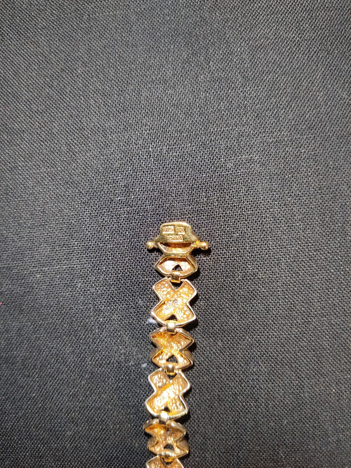Vintage Gold Vermeil On Sterling Silver 925 X Design bracelet 2 safety Clasps