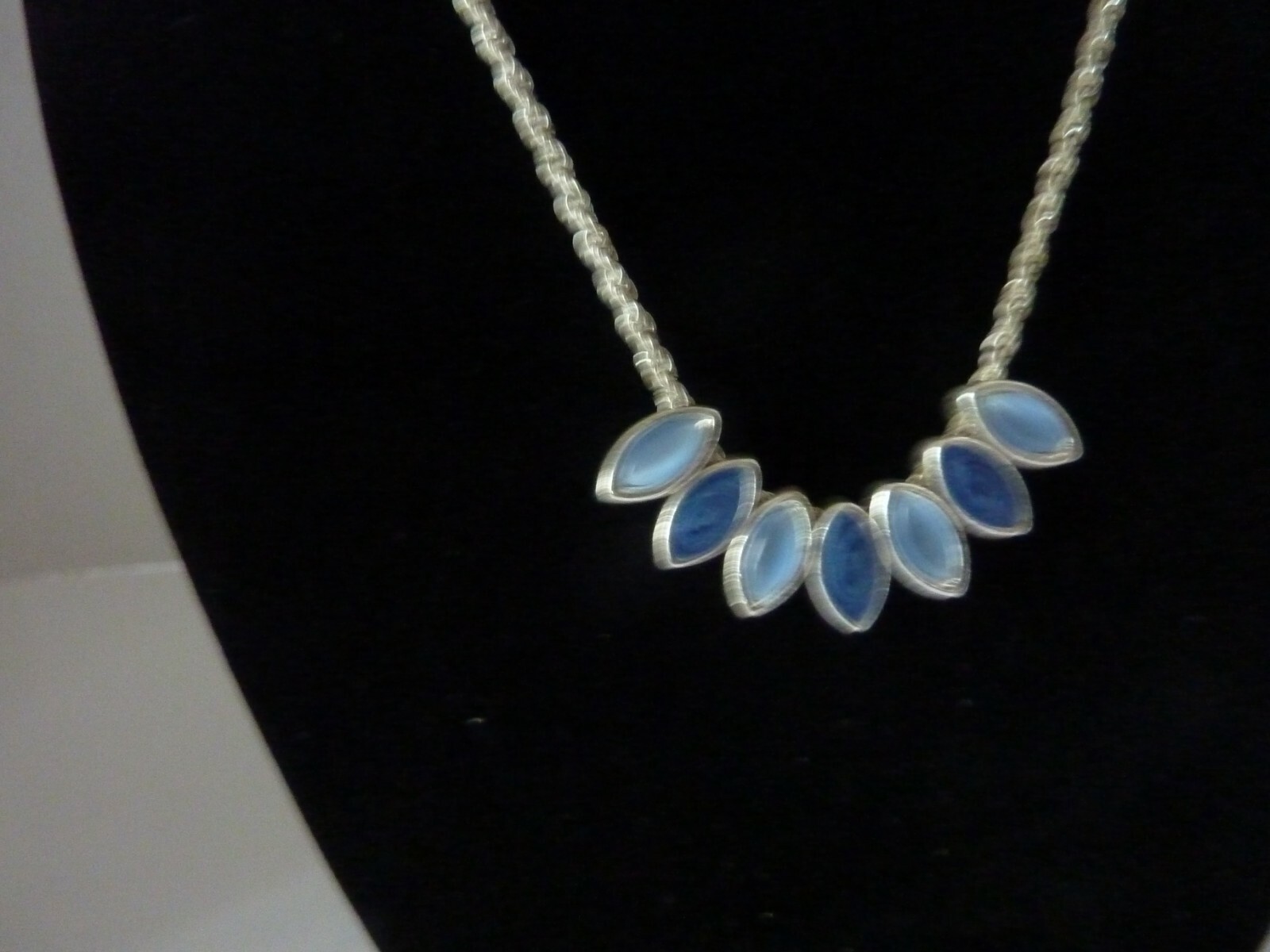 Vintage Colorful Acrylic Stone Bead Silver Tone Necklace