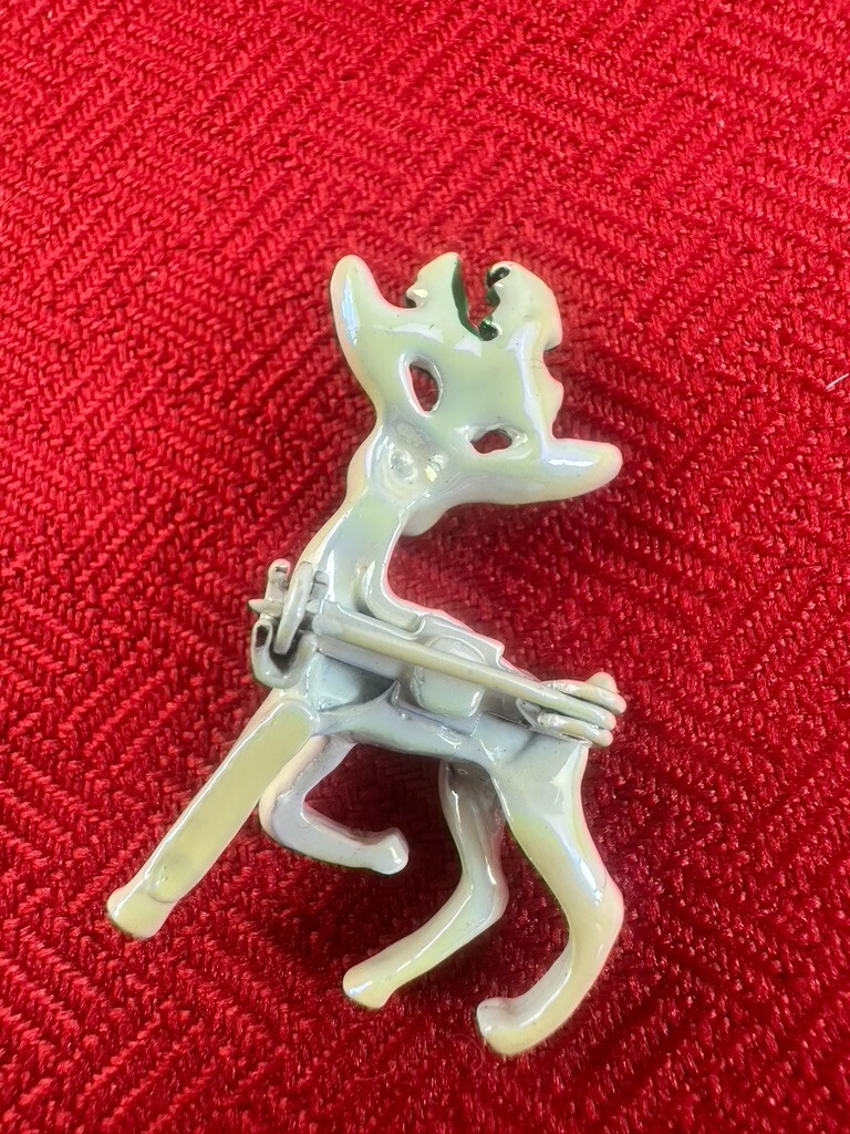 Gerry’s Vintage Pin Brooch Enamel Reindeer Christmas Signed 1980s Gift Idea