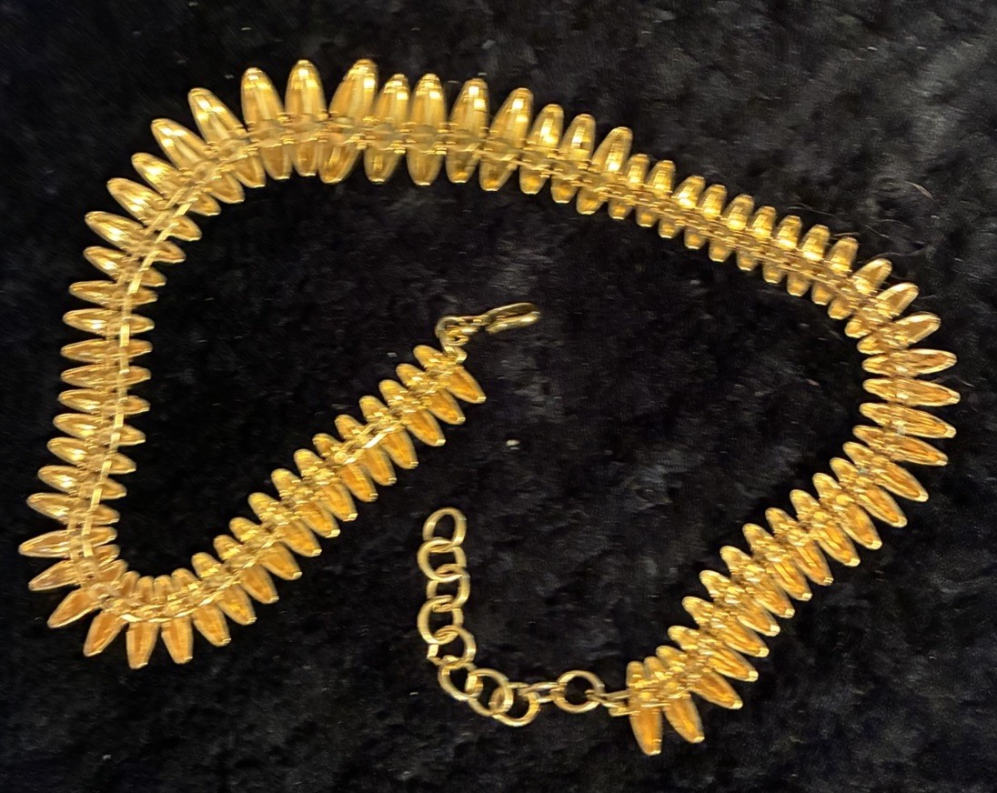 Monet Vintage Gold Tone Graduated Fringed Spike Collar Necklace Textured Finish