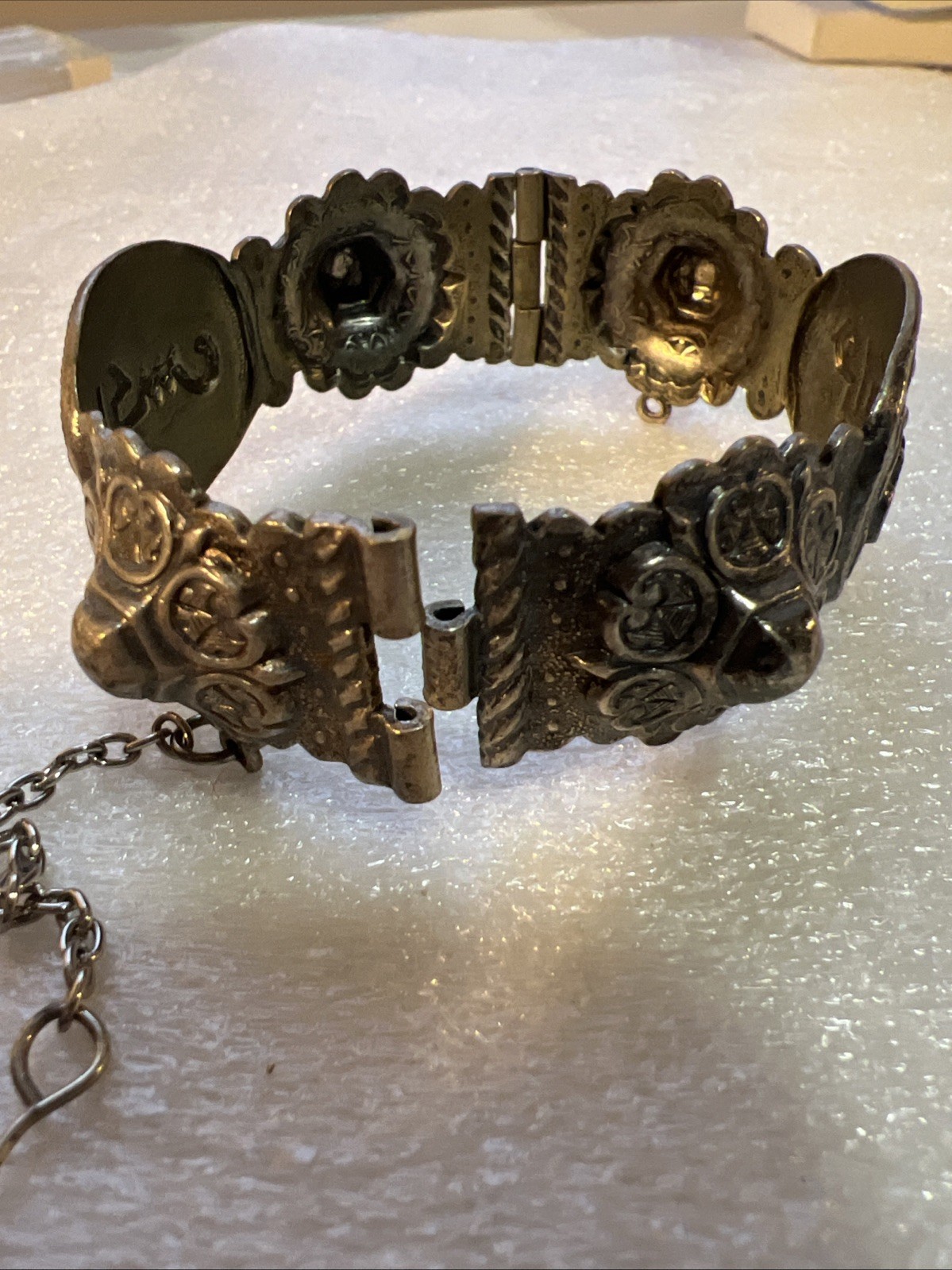 Antique Silver Islamic African Hinged Kabyle Argent Berbère Bracelet