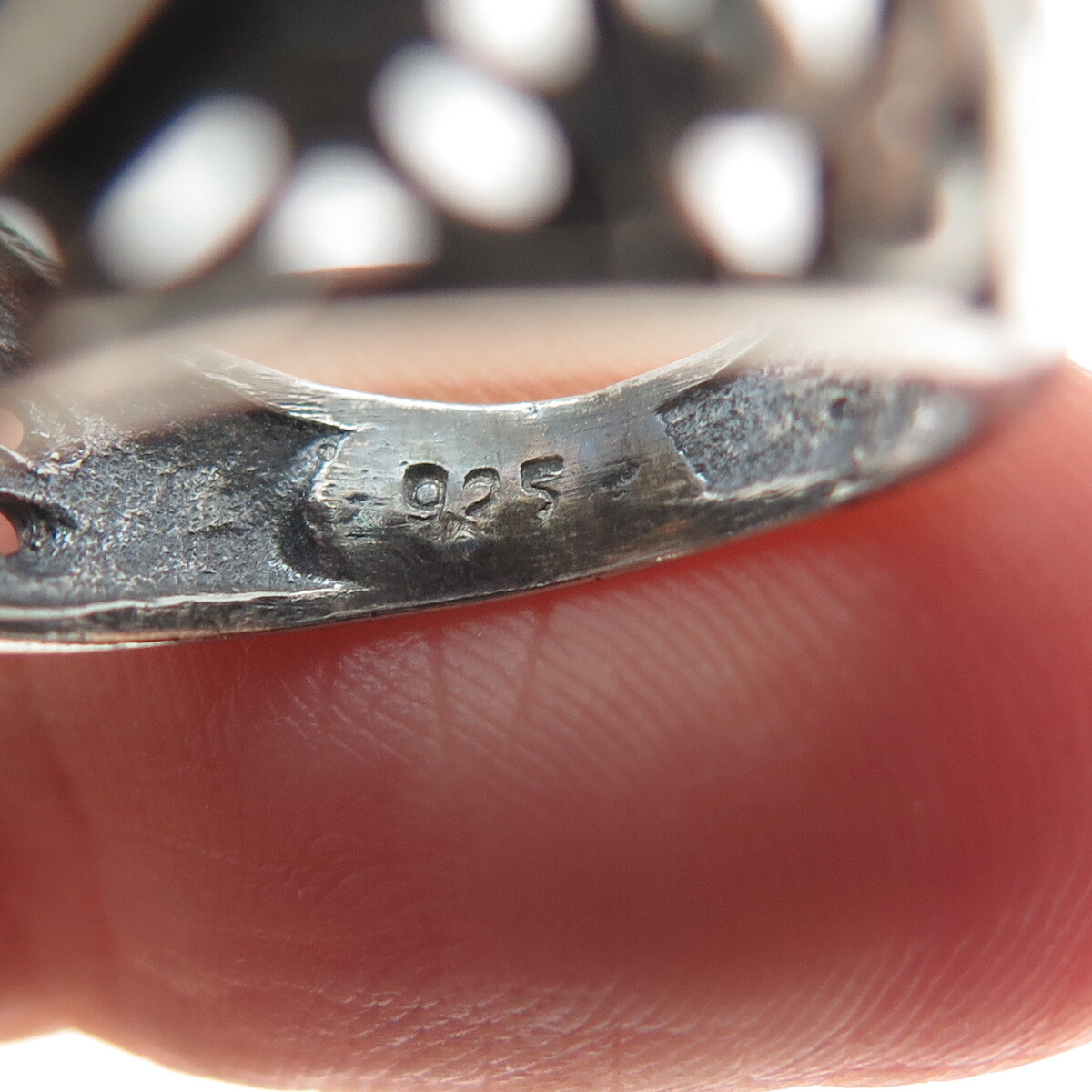 925 Sterling Silver Vintage Real Iolite Gemstone Ornate Oxidized Ring Size 6