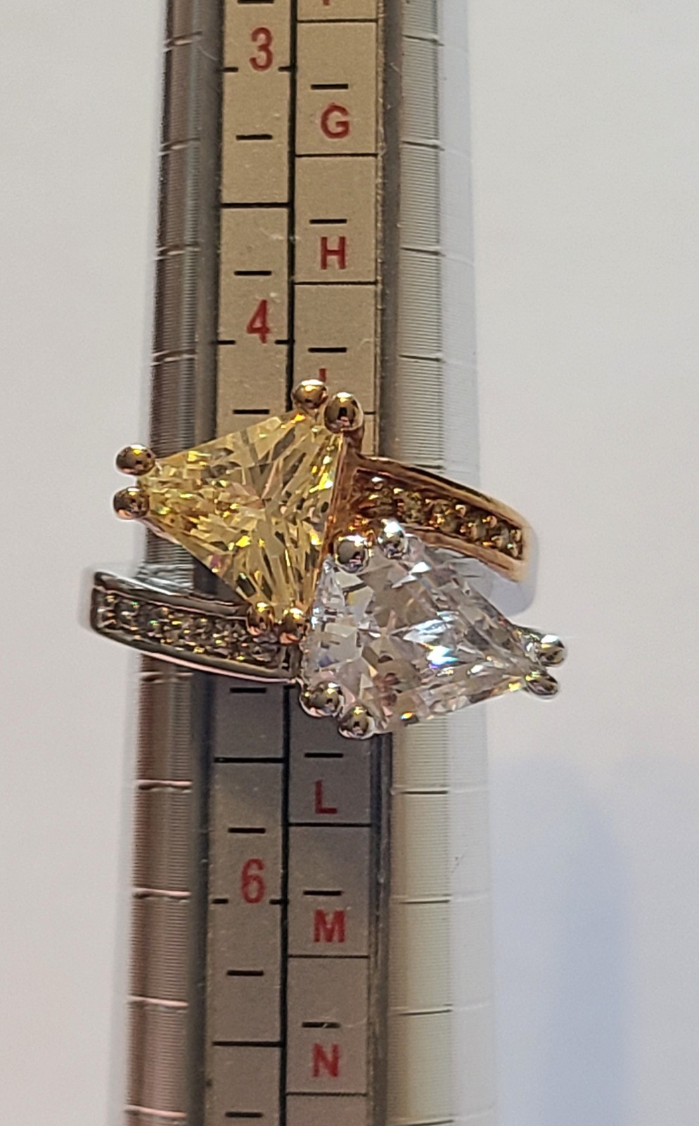 Vintage Nolan Miller Rendezvous Two Tone Trillion Cut Ring Size 5