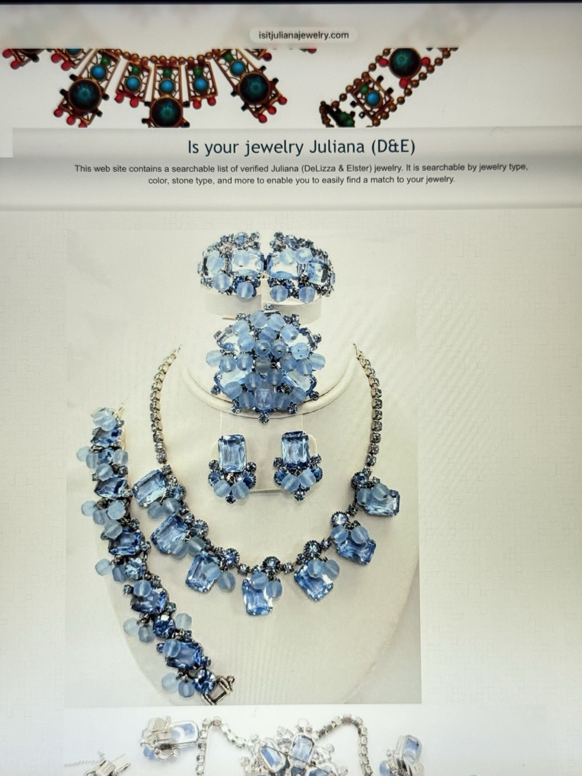 Vintage Verified JULIANA Bracelets, Brooch & Earring Set, Blue Octagon & Beads