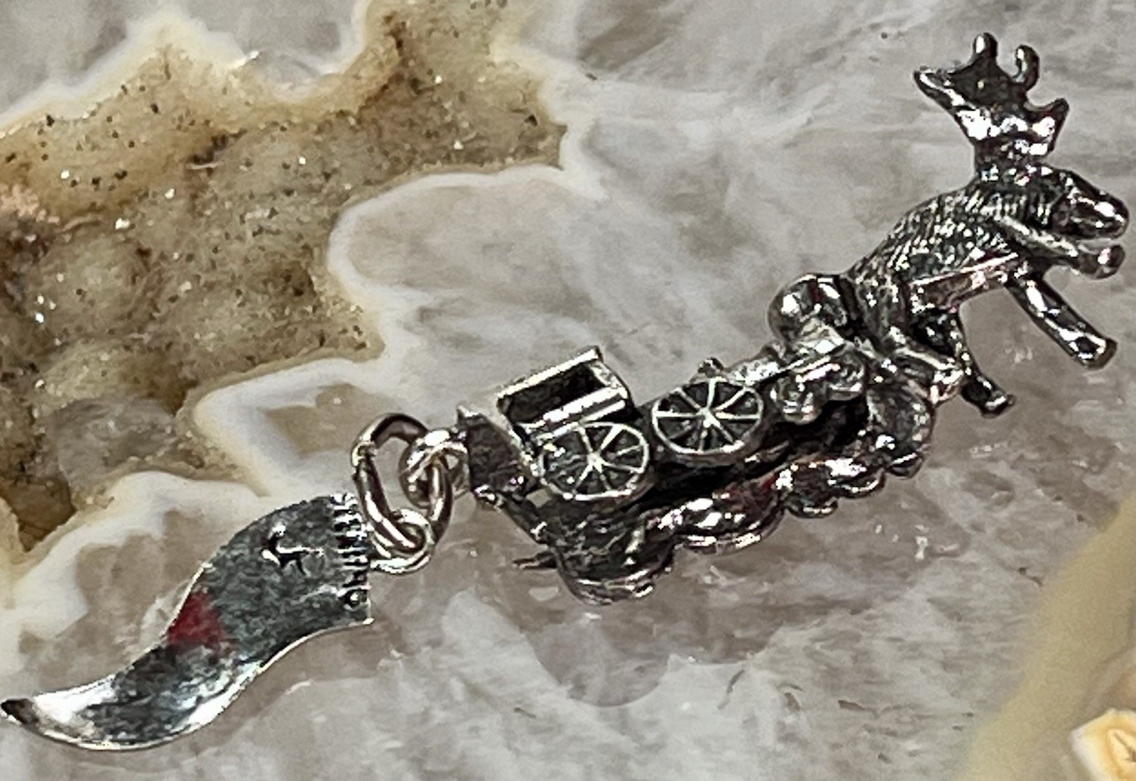 VTG 925 Alaska Souvenir 3D Moose & Locomotive Charm Sterling Silver Signed JP