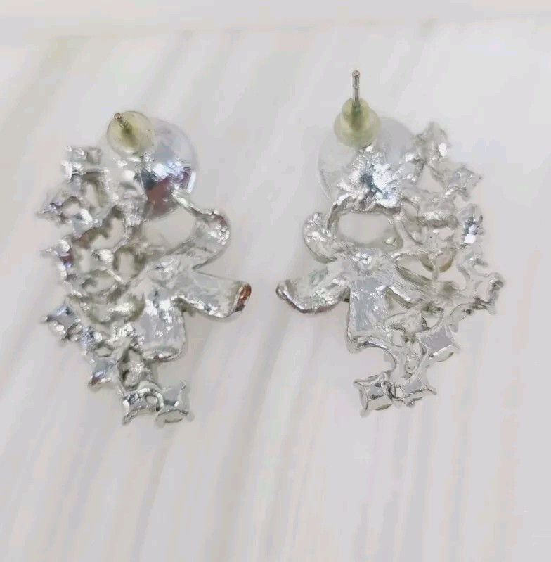 Vintage Clear Glass Rhinestone Pin Brooch Earrings Jewelry Set 3 Pc