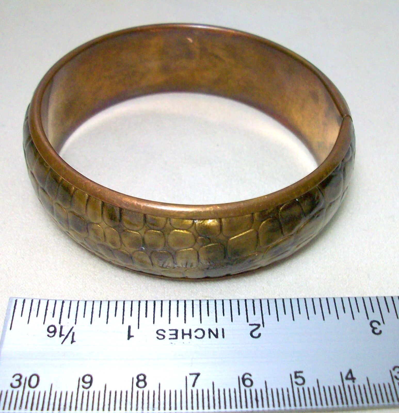 Brown Faux Alligator Leather Bracelet Bangle Animal Textured Boho Safari Chic 8″