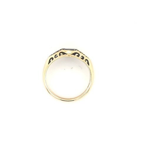 Vintage Blue Sapphire .74tcw 5 stone Boat ring band 9 karat yellow gold sz 6.75