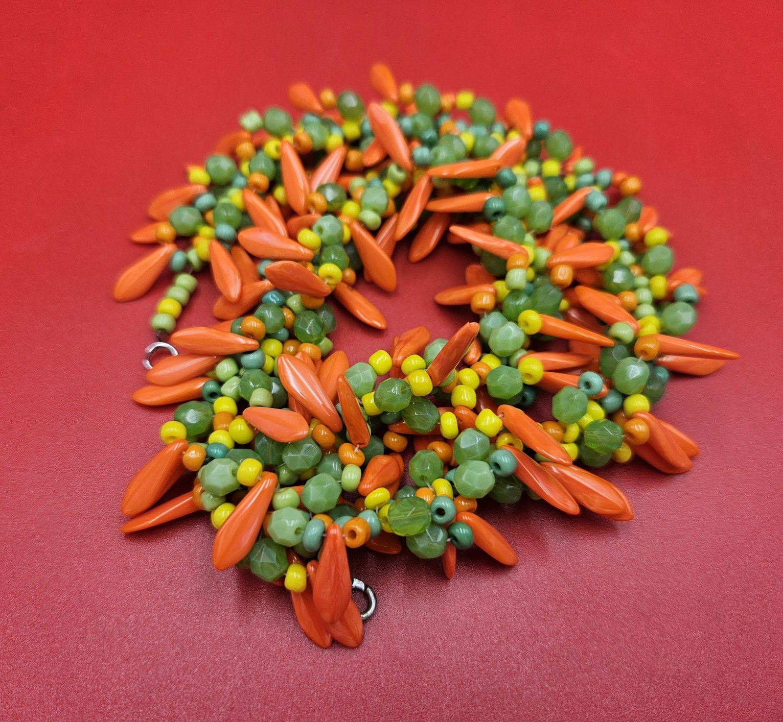 Vintage Colorful Glass Beaded Tutti Frutti Necklace Corn Carrots Peas