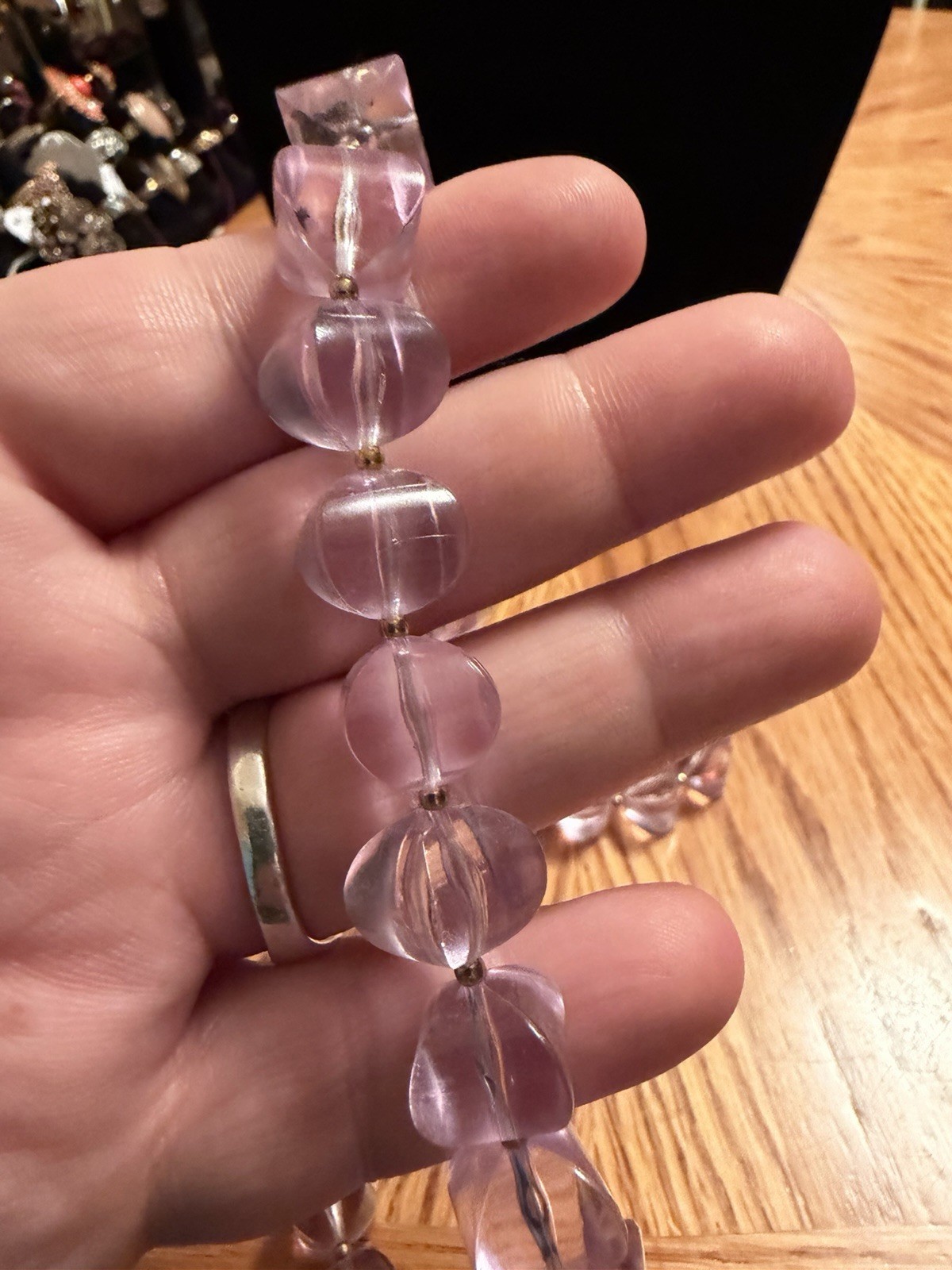 Unique Vintage Purple Acrylic Necklace With Lobster Clasp