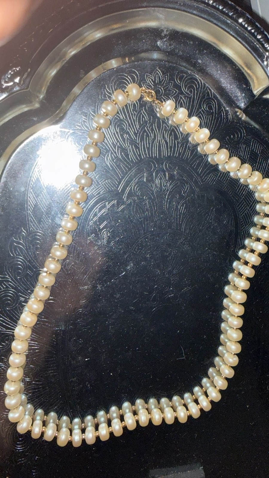 Vintage Napier Freshwater Pearl and Gold Tone Bead Necklace