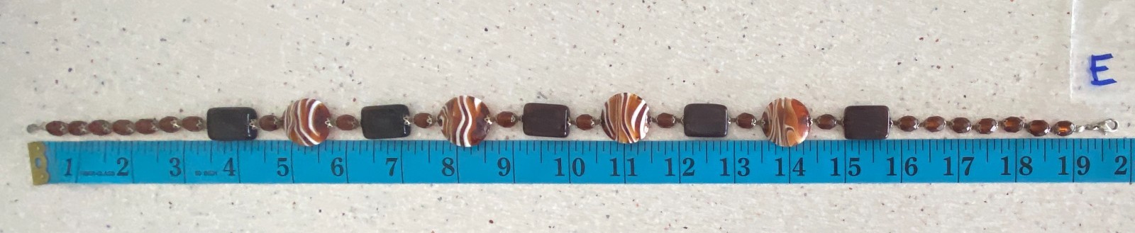 Vintage Murano Style Glass Necklace Glass Beaded Statement Brown Signed RS 19″